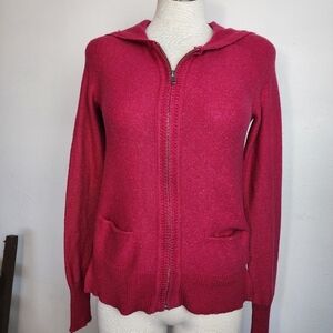 Caslon Cranberry Zip Front Pockets Women's Hoddie  Size XS